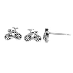 bicycle stud earring silver