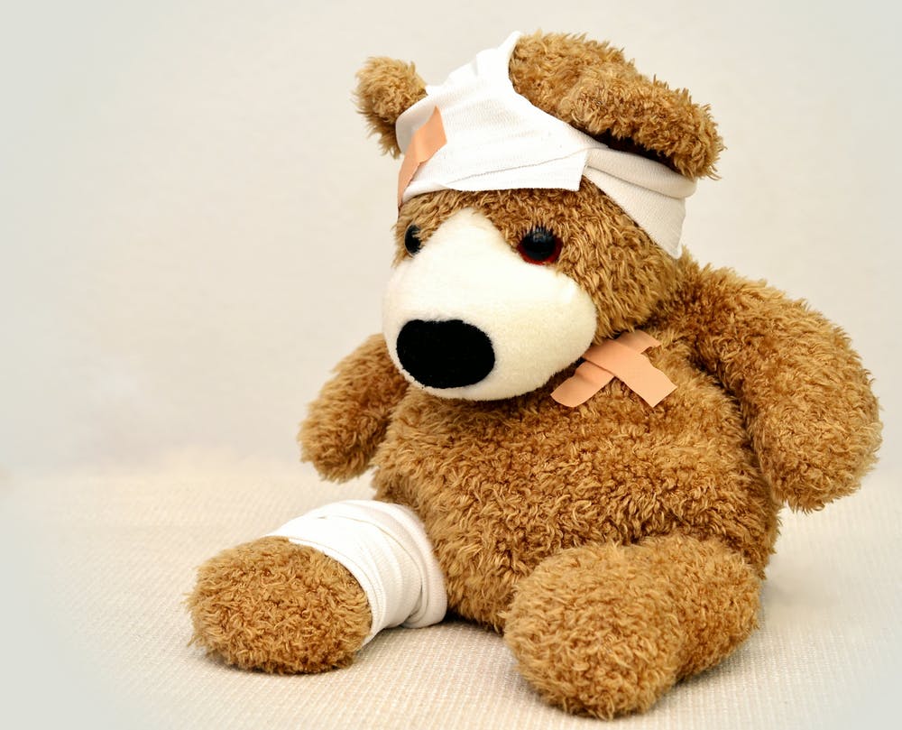 hurt injury bear bandage care spokeasy stuffing blog post