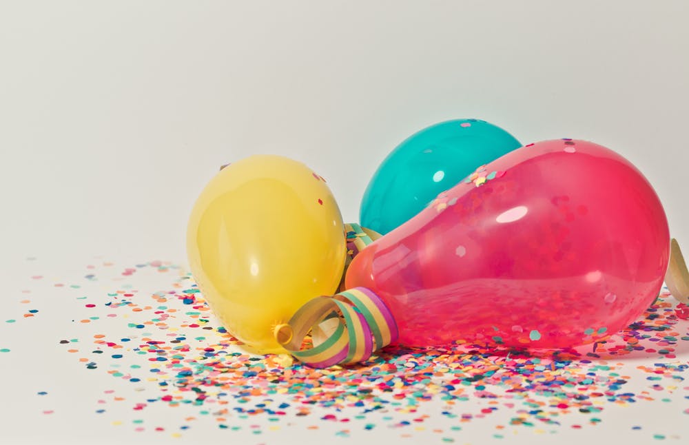 balloon hurricane party gelato ice cream confetti assorted stuff