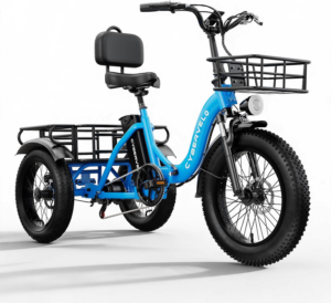 cybervelo Electric Adult Tricycle spokeasy amazon shop store Bicycles page Adult Tricycles page Adult Trikes page E-bikes page electric bikes page Electrolyte Season blog